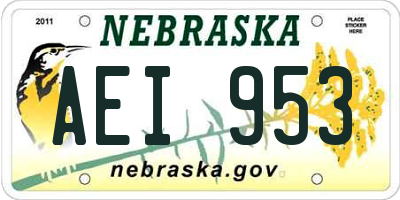 NE license plate AEI953