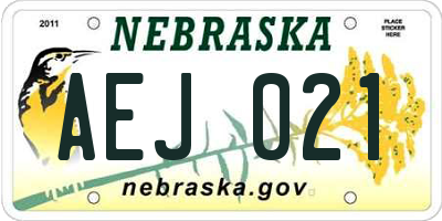 NE license plate AEJ021