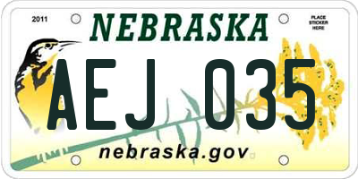 NE license plate AEJ035