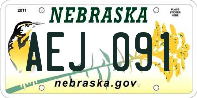 NE license plate AEJ091