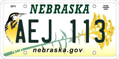 NE license plate AEJ113