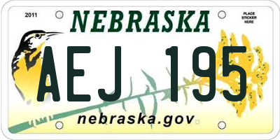 NE license plate AEJ195