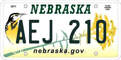 NE license plate AEJ210