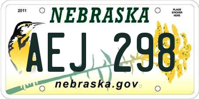 NE license plate AEJ298