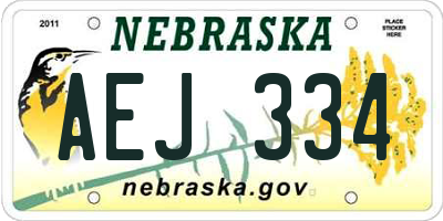 NE license plate AEJ334