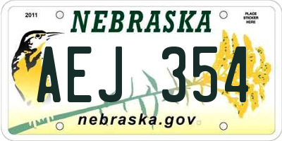 NE license plate AEJ354