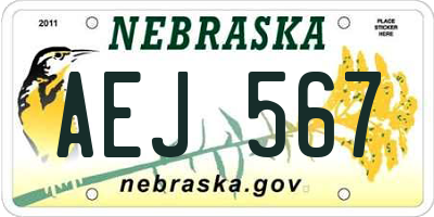NE license plate AEJ567