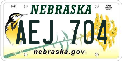 NE license plate AEJ704