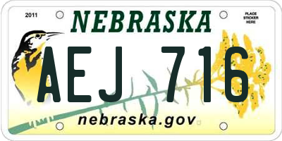 NE license plate AEJ716