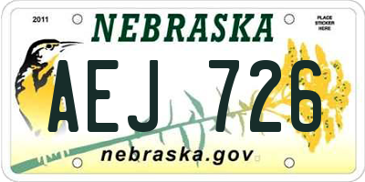 NE license plate AEJ726