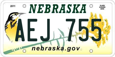 NE license plate AEJ755