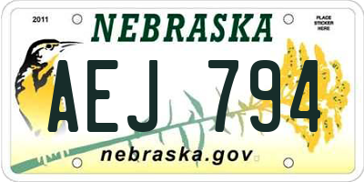 NE license plate AEJ794