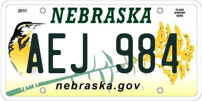 NE license plate AEJ984