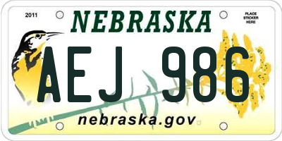NE license plate AEJ986