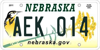 NE license plate AEK014