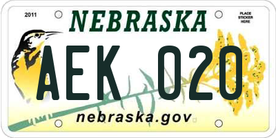 NE license plate AEK020