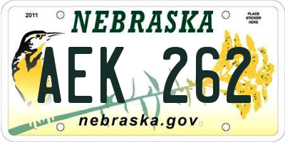 NE license plate AEK262