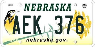 NE license plate AEK376