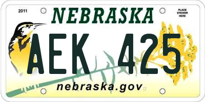 NE license plate AEK425