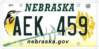 NE license plate AEK459