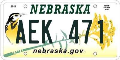 NE license plate AEK471