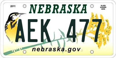 NE license plate AEK477