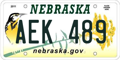 NE license plate AEK489