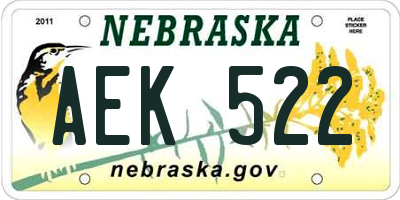 NE license plate AEK522