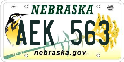 NE license plate AEK563