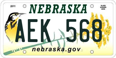 NE license plate AEK568