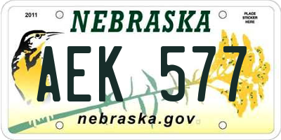 NE license plate AEK577