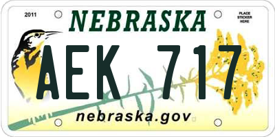 NE license plate AEK717