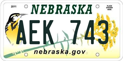 NE license plate AEK743