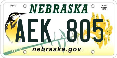 NE license plate AEK805