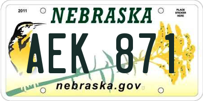 NE license plate AEK871