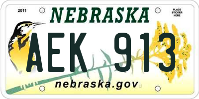 NE license plate AEK913