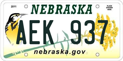 NE license plate AEK937