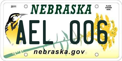 NE license plate AEL006
