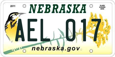 NE license plate AEL017
