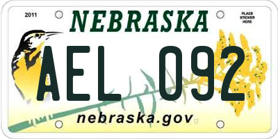 NE license plate AEL092