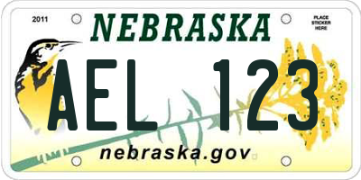 NE license plate AEL123