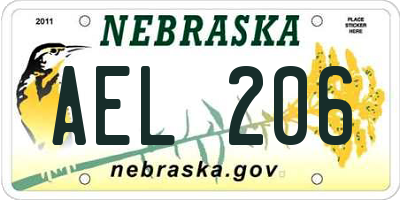 NE license plate AEL206