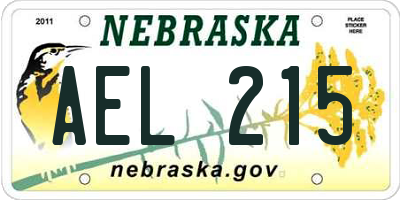 NE license plate AEL215