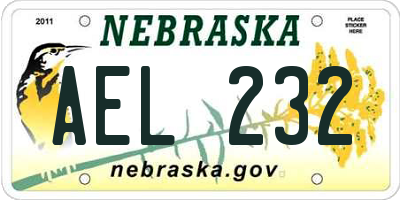 NE license plate AEL232