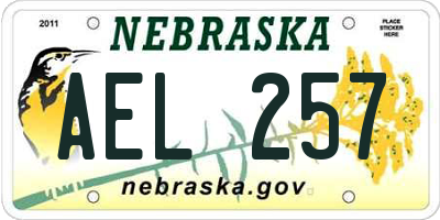 NE license plate AEL257