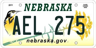 NE license plate AEL275