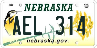 NE license plate AEL314