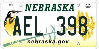 NE license plate AEL398
