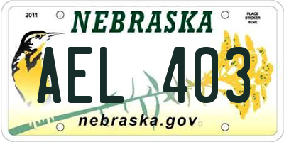 NE license plate AEL403