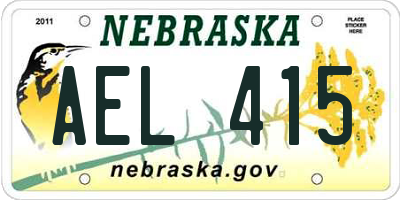 NE license plate AEL415